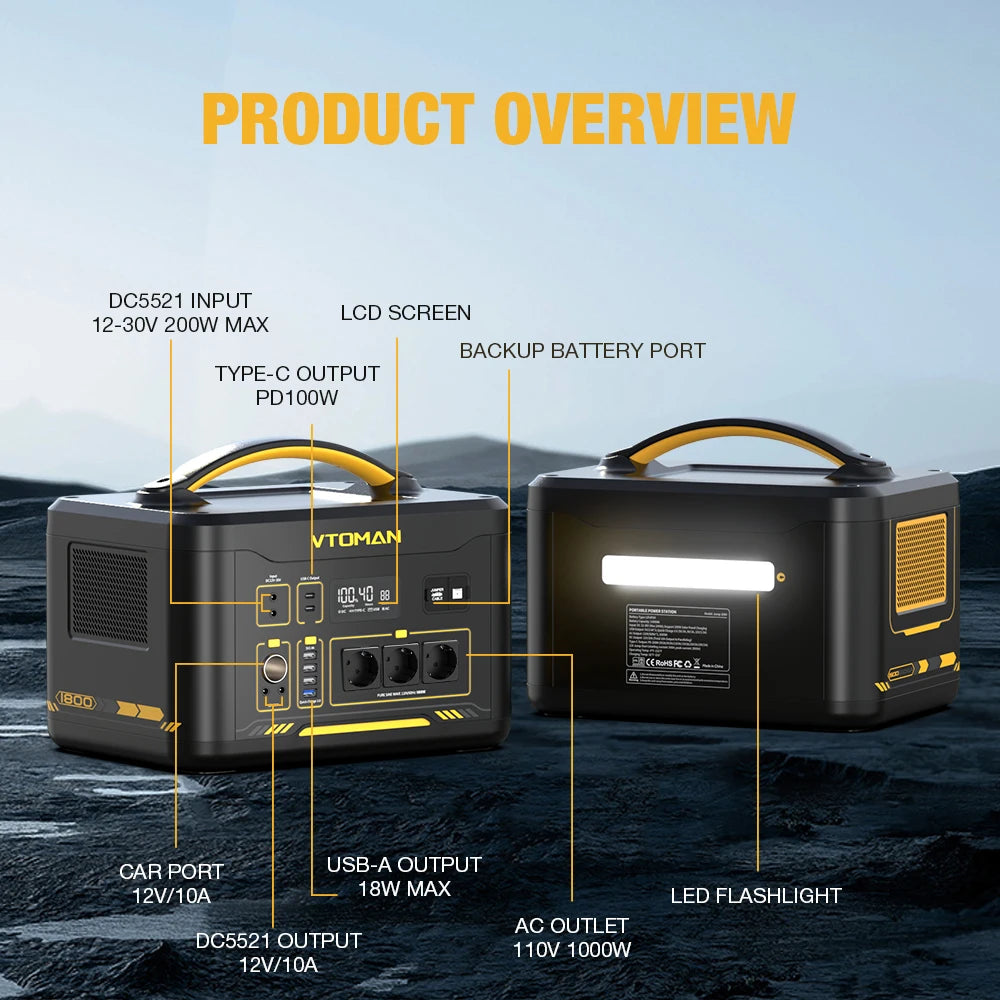 JUMP 2200 Portable Power Station 828/1548Wh LiFeP04 Battery Solar Generator Solar for Home Outdoor Camping