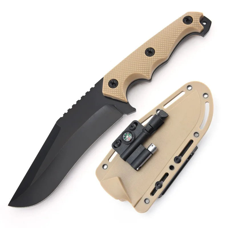 Outdoor survival knife, portable knife with K-sheath, multi-functional in the wild, sharp and portable, integrated keel survival