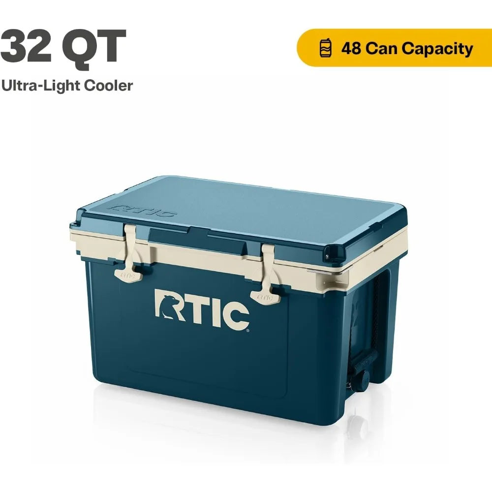 Ultra-Light 32 Quart Hard Cooler Insulated Portable Ice Chest Box for Drink, Beverage, Beach, Camping, Picnic, Fishing, Boat, B