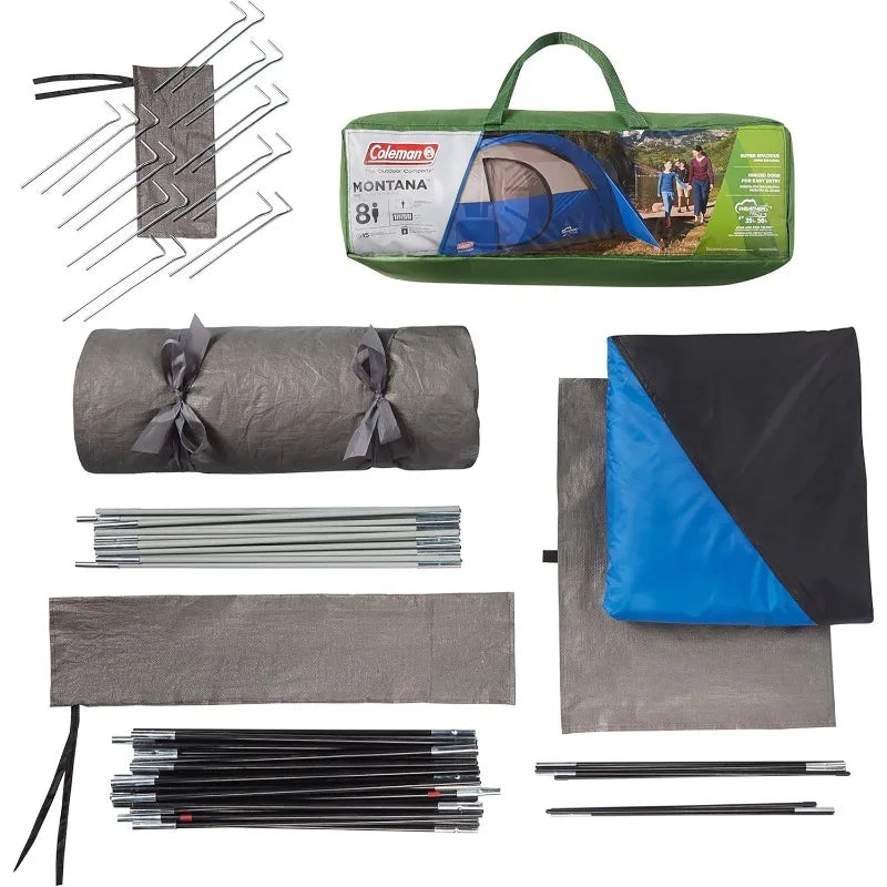 Montana Camping Tent, 8 Person Family Tent with Included Rainfly,Carry Bag,Spacious Interior,Fits Multiple Queen Airbeds