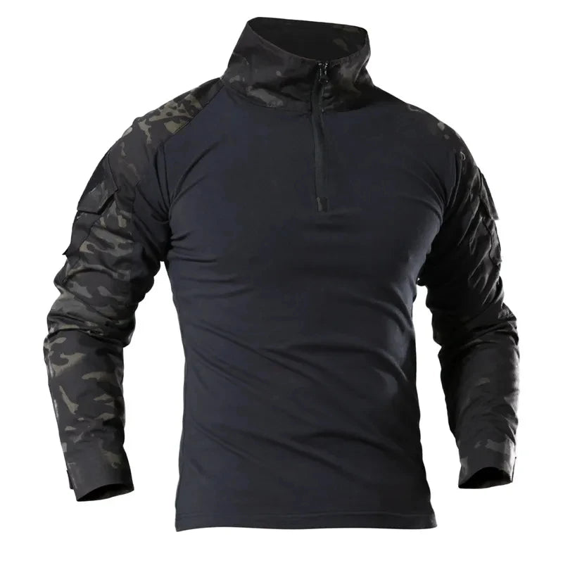 Outdoor Tactical T-Shirts Men Combat Military Army CP Camo Long Sleeve Hiking Hunting Clothes Climbing Shirt Cotton Shirt