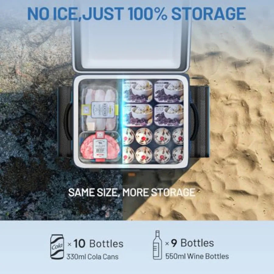 12V Car Refrigerator 20L Portable Electric Cooler with 2 U20 Batteries -468 Backpack Design for Camping Road Trips RV Boat Beac