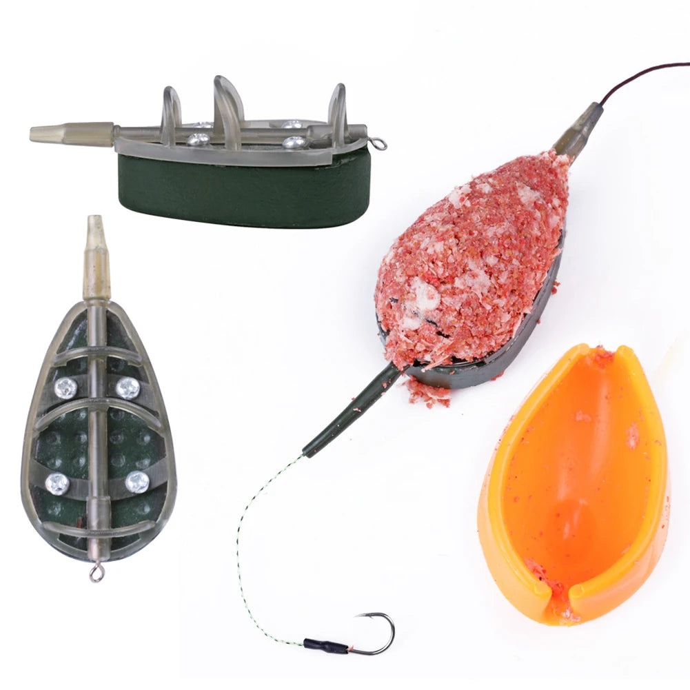 Carp Fishing Feeder Cage with Mould Inline Method Feeders Inline Method Fishing Bait Basket Feeders Fishing Tackle Accessories