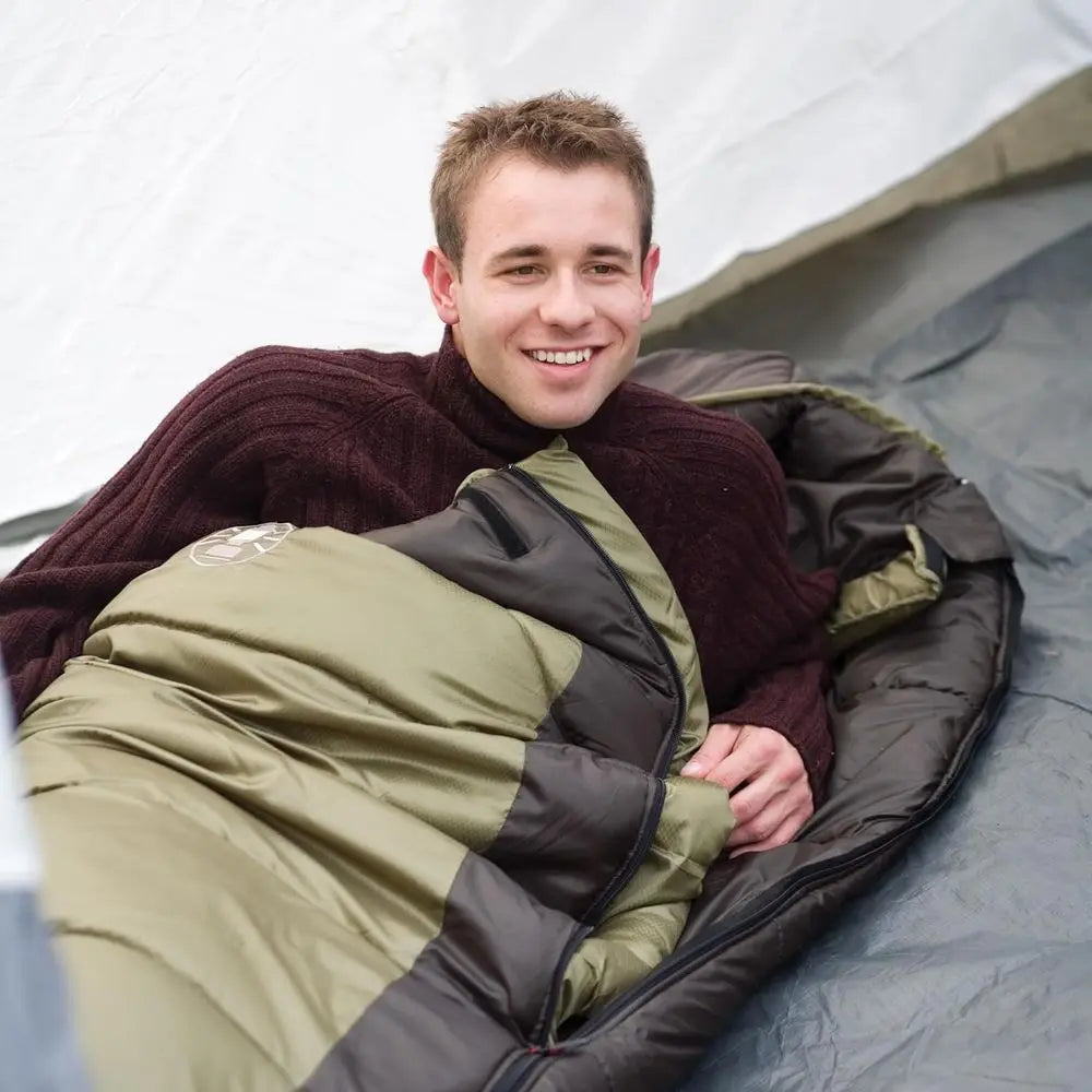 0° Cold-Weather Mummy Sleeping Bag with No-Snag Zipper and Adjustable Hood for Camping