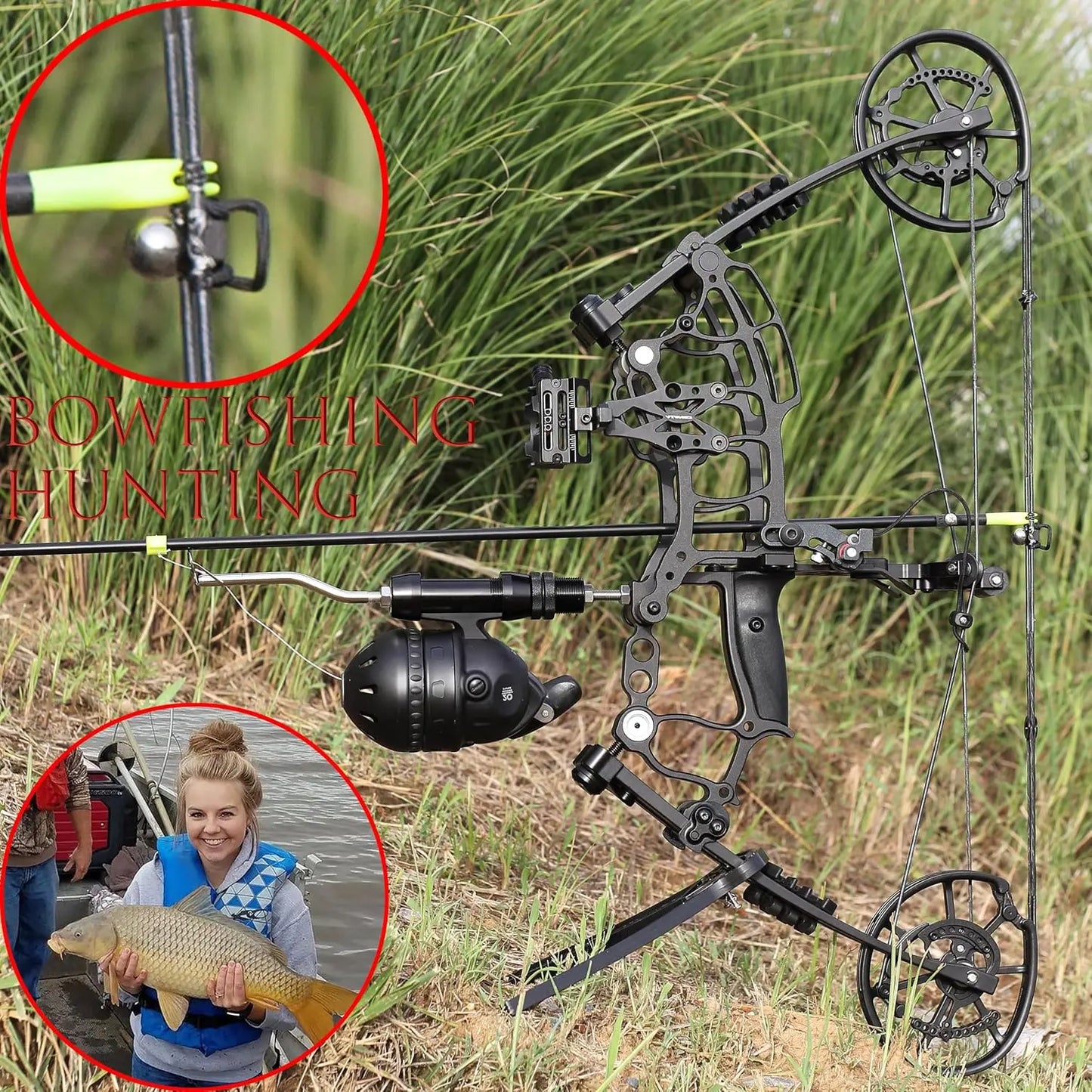 Compound Bow Set for Steel Ball, Draw Weight 40-65 LBS, Short-Axis Hunting Compound Bow, can Shoot Arrow and Steel Ball for Arch