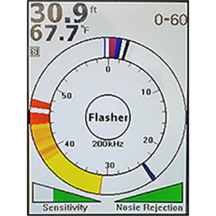 Fish finder for fishing boats, HD color Virtuview display, black/red, 2 H x 1.6 W screen size