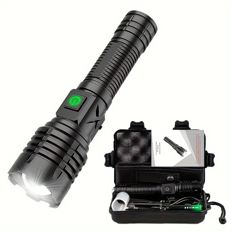 1 Sets Torch Rechargeable falshlight, Super Bright high lux, Bright Torch Battery Powered, Power Bank 5 Modes Zoom Adjustable Po