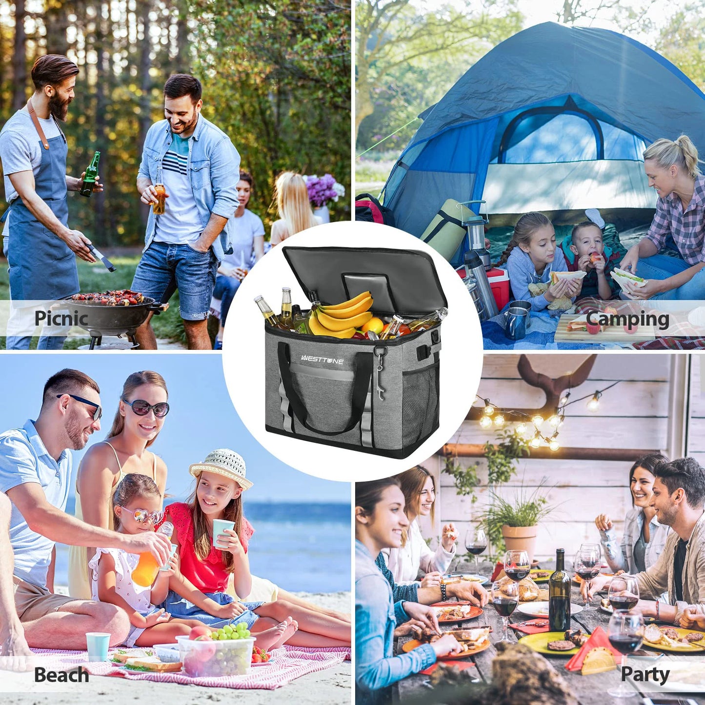 75 Cans Soft Cooler Bag Collapsible Cooler Ice Chest Large Leakproof Camping Cooler Portable Cooler for Travel Beach