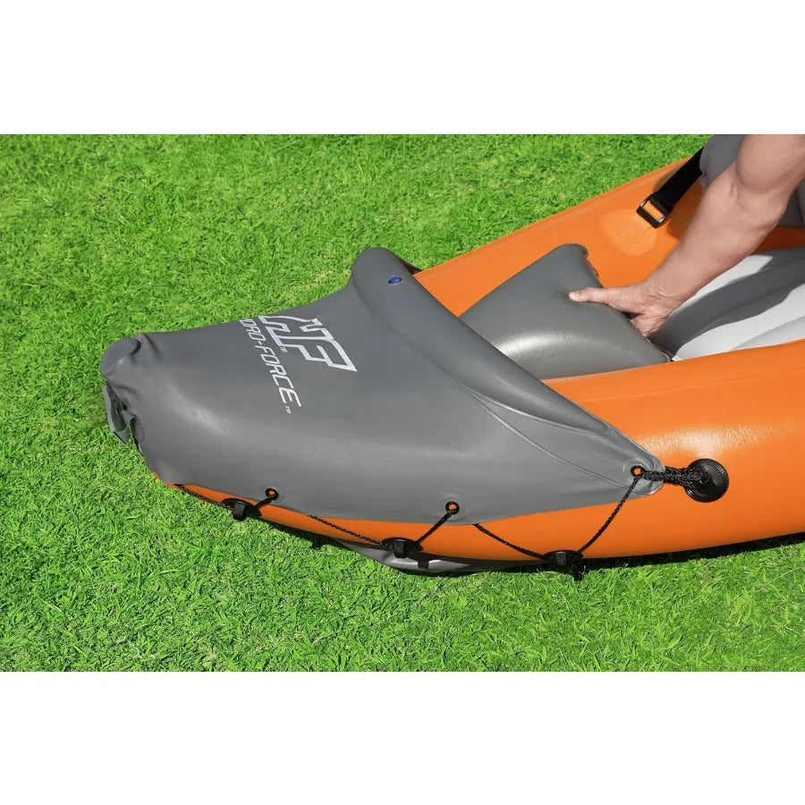 Hydro-Force 9'2" x 34" Ventura Elite X1 Inflatable Kayak Set Fits 1 Adult Includes Boat Aluminum Paddle Hand Pump Fins Seat Gea