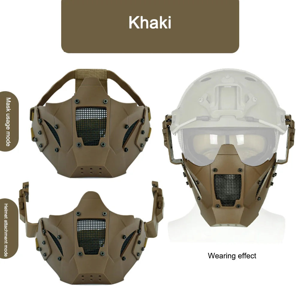 Mili-tary Mask with Adjustable Elastic Strap Face Protective Mask Good Air Permeability Metal Mask Detachable for Outdoor Camp