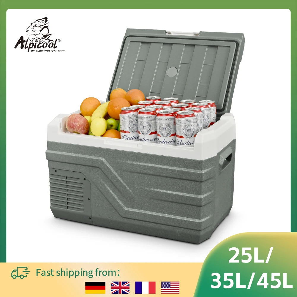 25L 35L 45L Car Refrigerator 12V Compressor Fridge Freezer 12/24V DC 100-240V AC Portable Cooler for Camping Travel
