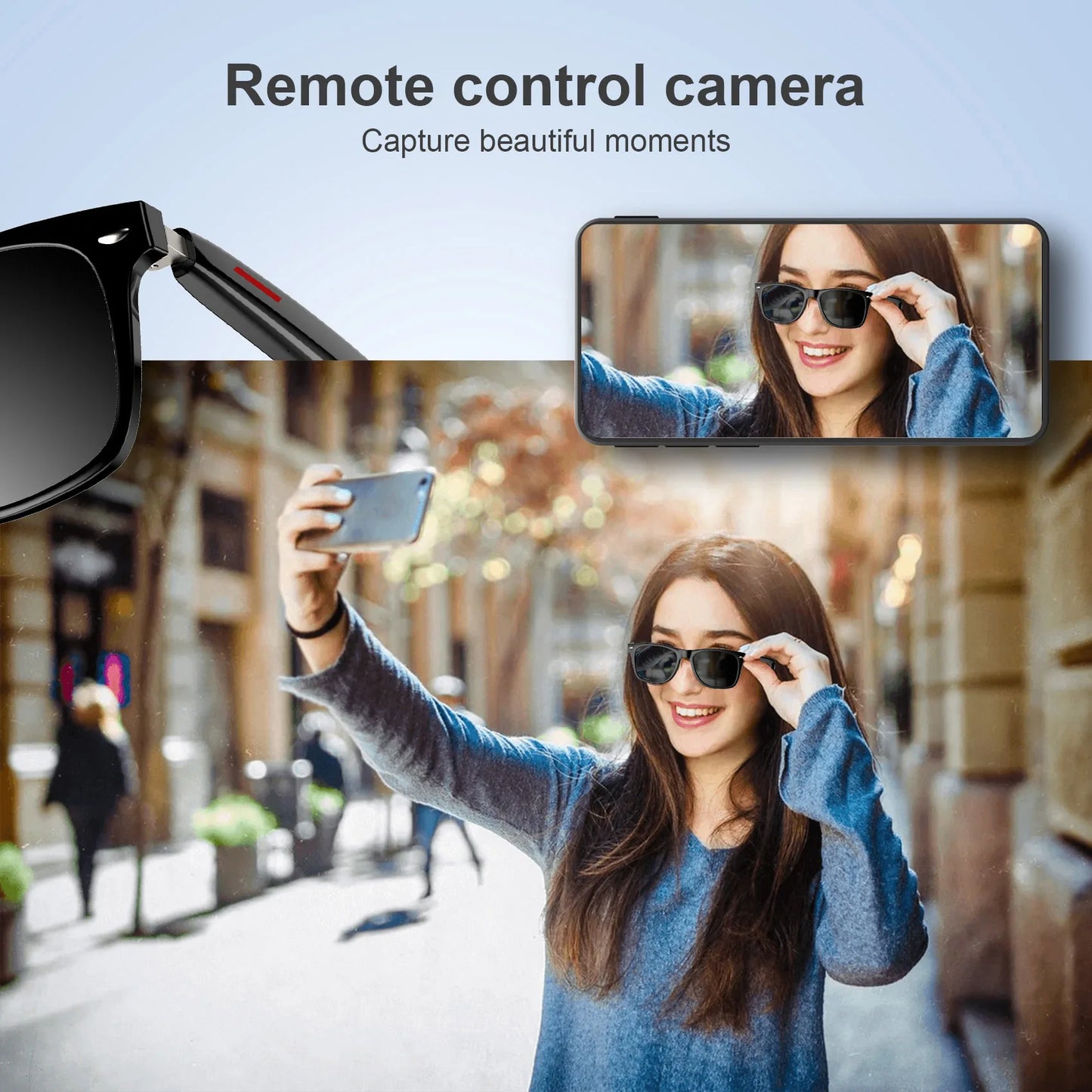 Blackview Bluetooth Smart Glasses Built-in Speaker&Mic IPX4 Waterproof Outdoor Polarized UV Protection Sunglasses for Men Women