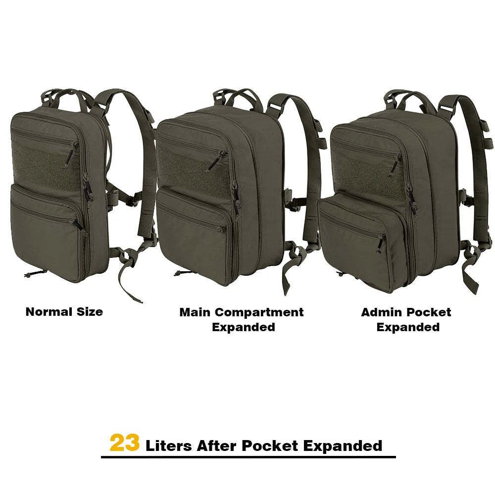 Tactical D3 Flatpack Backpack Upgraded Version 23L Expandable Assaulter Pack Hydration MOLLE / Strap Backpack