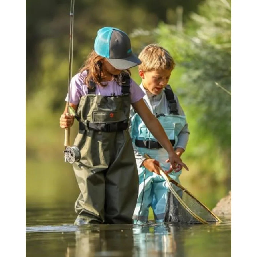 HISEA Chest Waders with Boots, Youth Waterproof Fishing Wader, PVC Waders for Toddler with Reflect Safety Band