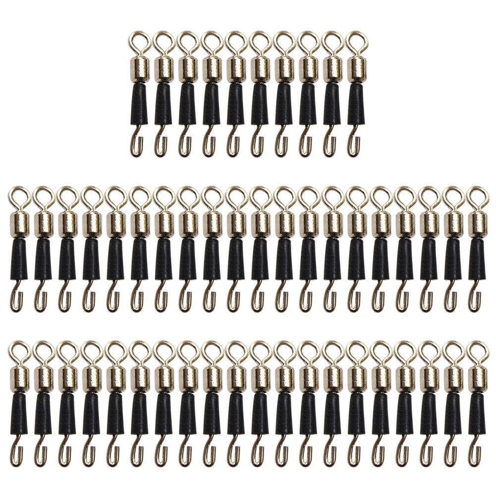 50pcs Fishing Ball Bearing Swivel Solid Rings Fishing Connector Fishing Tackles
