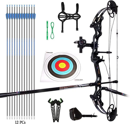 Junior Professional- Grade Standard Target Compound Bow and Arrow Kit with Target Accessories for Competition for Juniors, Youth