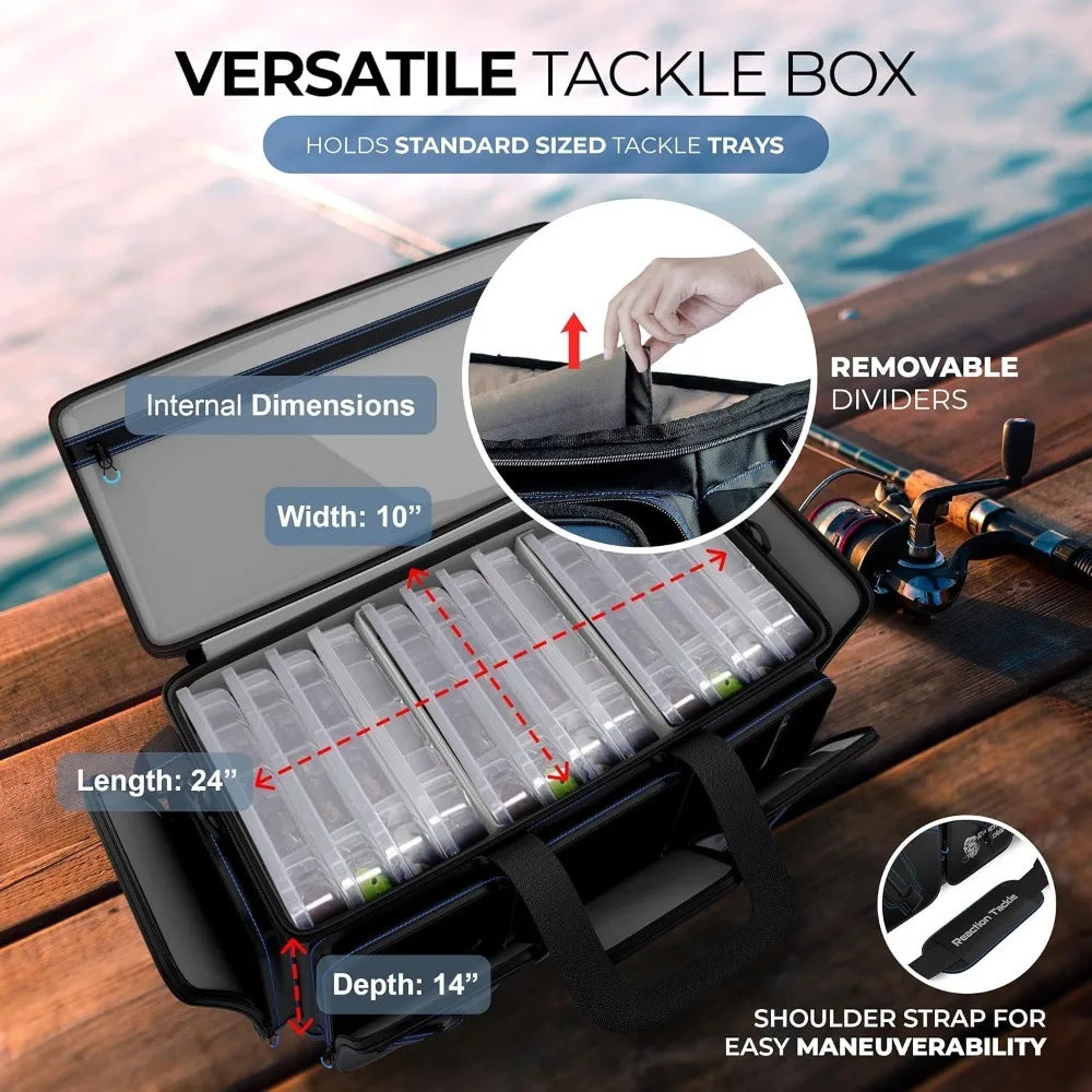 NEW - Fishing Tackle Bag – Salt Water Resistant Fishing Bag, 1000D PVC Waterproof Material, Tackle Box Organizer-New upgrade