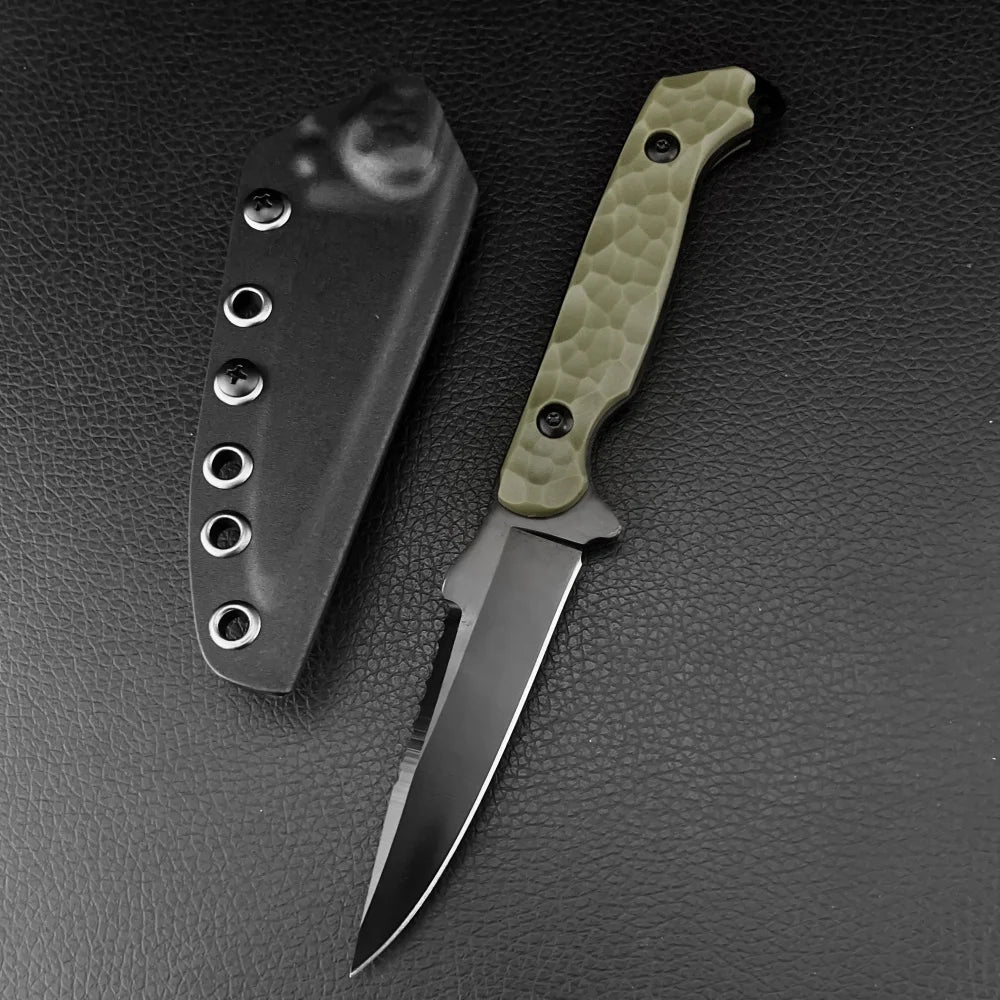 High-hardness Fixed-blade Knife with Sheath, 7Cr13Mov Blade, Nylon Fiber Handle, Survival, Camping, and Outdoor Knife, Jungle Carry, Adventure, Cutting, Rescue, Mountaineering, and Hiking Tool—perfect As A Gift