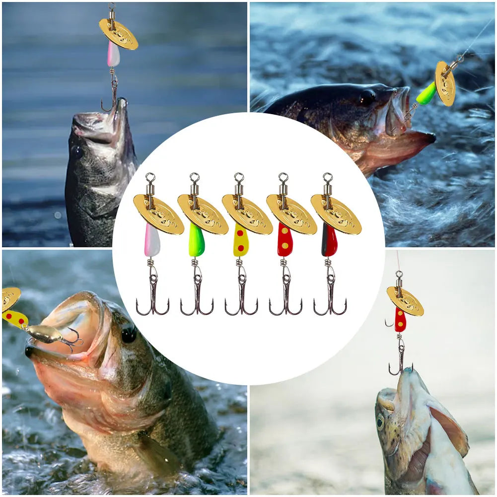 5Pcs Metal Spinner Spoon Fishing Lure Wobblers Artificial Bait for Carp Bass Pesca