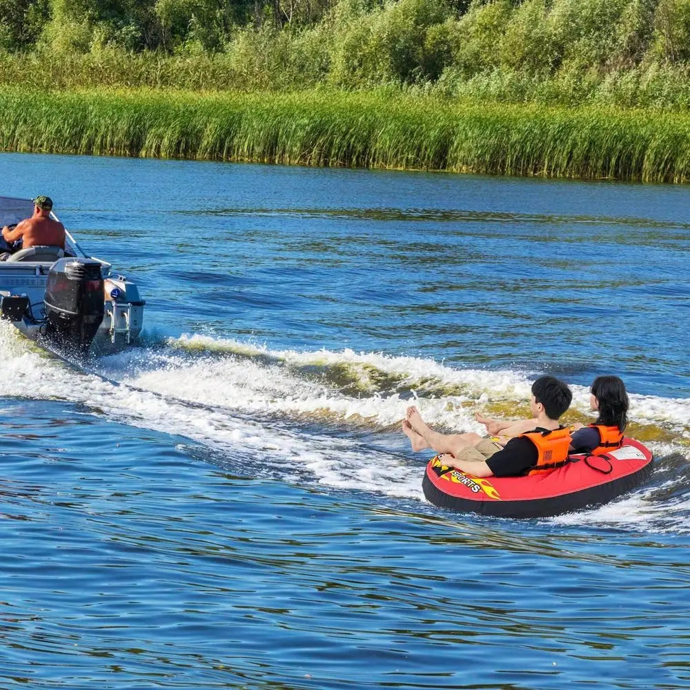 Towable Tube For Boating 1 Or 2 Person Inflatable Boat Tube For Youth Adult Red