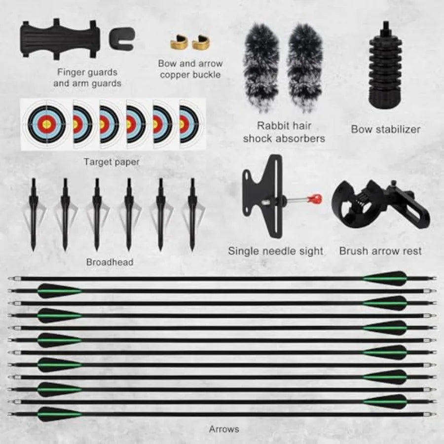 40lbs Recurve Bows Set Take-Down Adult Archery Bow Right-Hand Recurve Bow for Outdoor Practice in Black with High Durability an