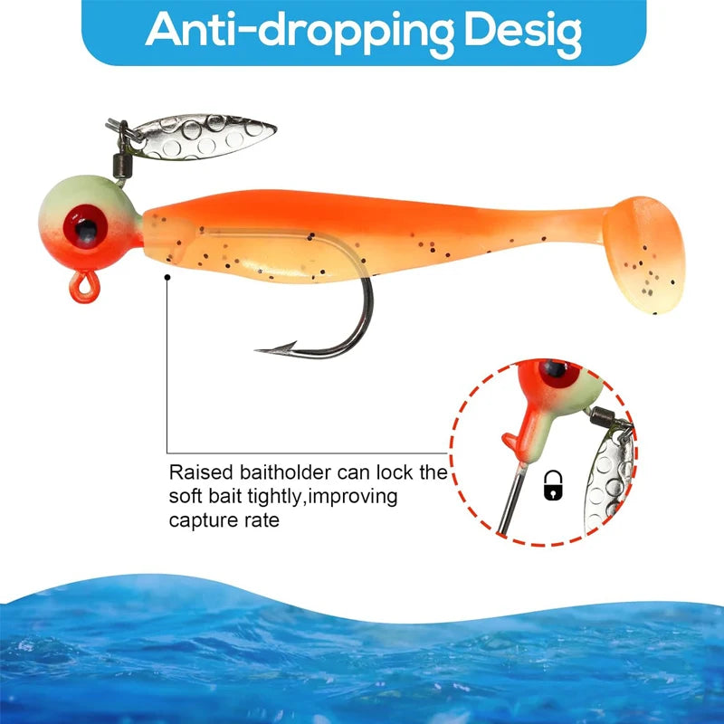 50pcs Round Ball Crappie Jig Heads Hook With Double Eyes Bass Trout Freshwater Saltwater Fishing Lure