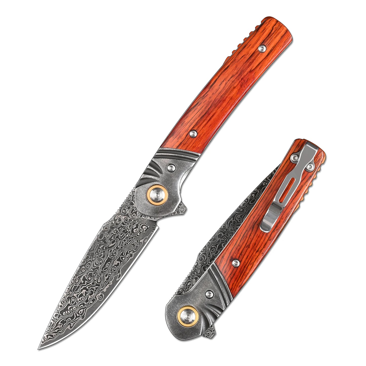 SDOKEDC VG10 Damascus Steel Folding Pocket Knife With Pocket Clip Portable EDC Tool For Camping Fishing Daily Use