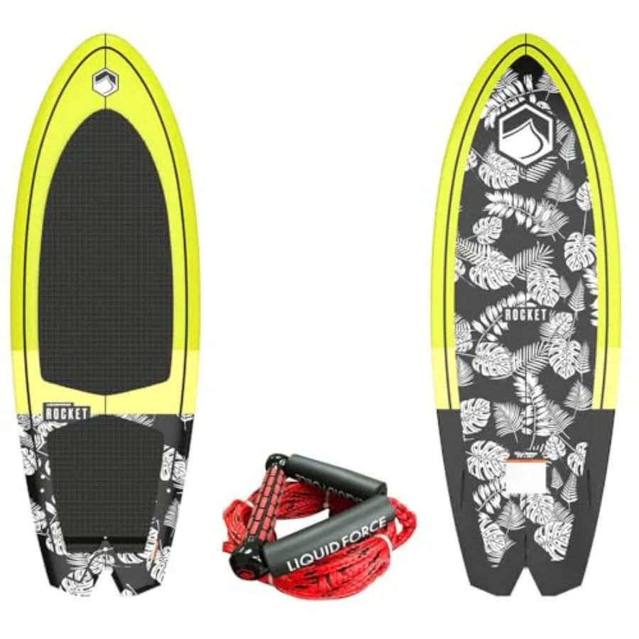 Rocket Wakesurfer with Handle and Rope for water sports, durable polyethylene construction, vibrant blue color, ergonomic grip