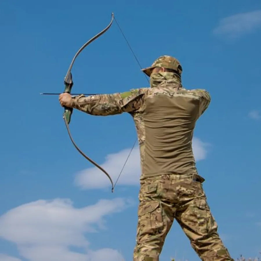 60 Recurve Bow and Arrow Set for Adults 30-50lbs Right Hand Wooden Hunting Bow for Outdoor Hunting and Practice Standard Target