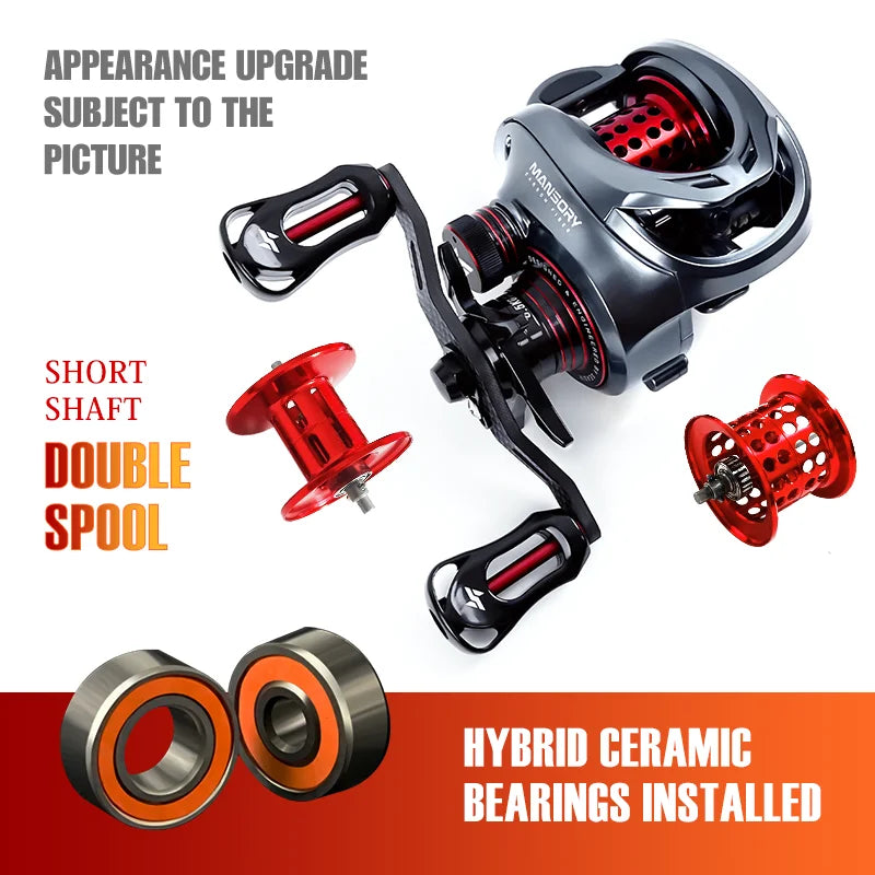 Baitcasting Fishing Reel 146g Ultralight Carbon 11+1 7.3:1 HS Ratio Hybrid Ceramic Bearing Double Spools Seawater