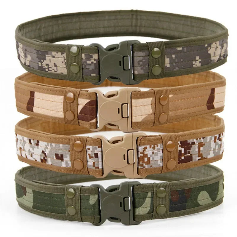 Men's Quick Release Canvas Tactical Belt – Outdoor Camouflage Waist Strap for Hunting, Hiking, and Everyday Use