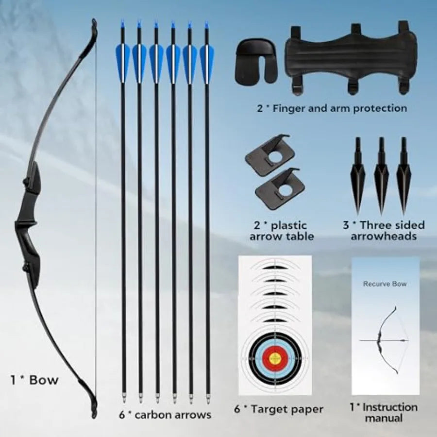 Recurve Bow and Arrow Set for Adults with Takedown Design Suitable for Left and Right Hands 40lbs Bow and Arrow Kit Ideal for O
