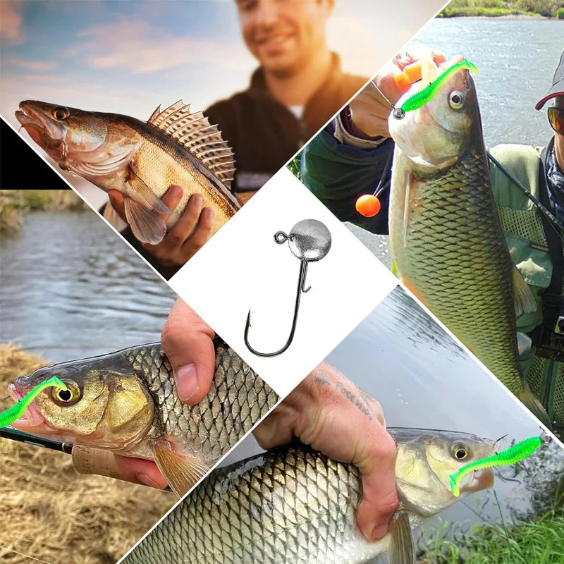 50Pcs Round Rig Jig Heads Fishing Hook Crappie Bass Trout Lure Swimbait Jig Head Saltwater Freshwater Fishing