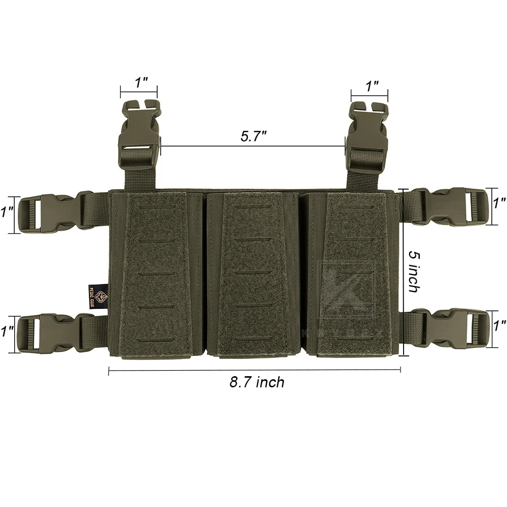 KRYDEX Tactical MOLLE Placard 5.56 Triple Magazine Pouch Front Panel Retention Insert Holder For Chest Rig Plate Carrier Vest