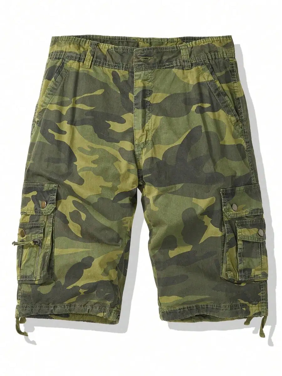 Mens Camouflage Multi-Pocket Cargo Shorts Casual Lightweight Outdoor Shorts
