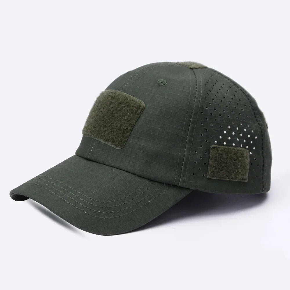 Men Camouflage Baseball Cap Breathable Sunscreen Hat for Outdoor Sports Hiking Fishing Sun Hat with Velcro Can Hang Sunglasses
