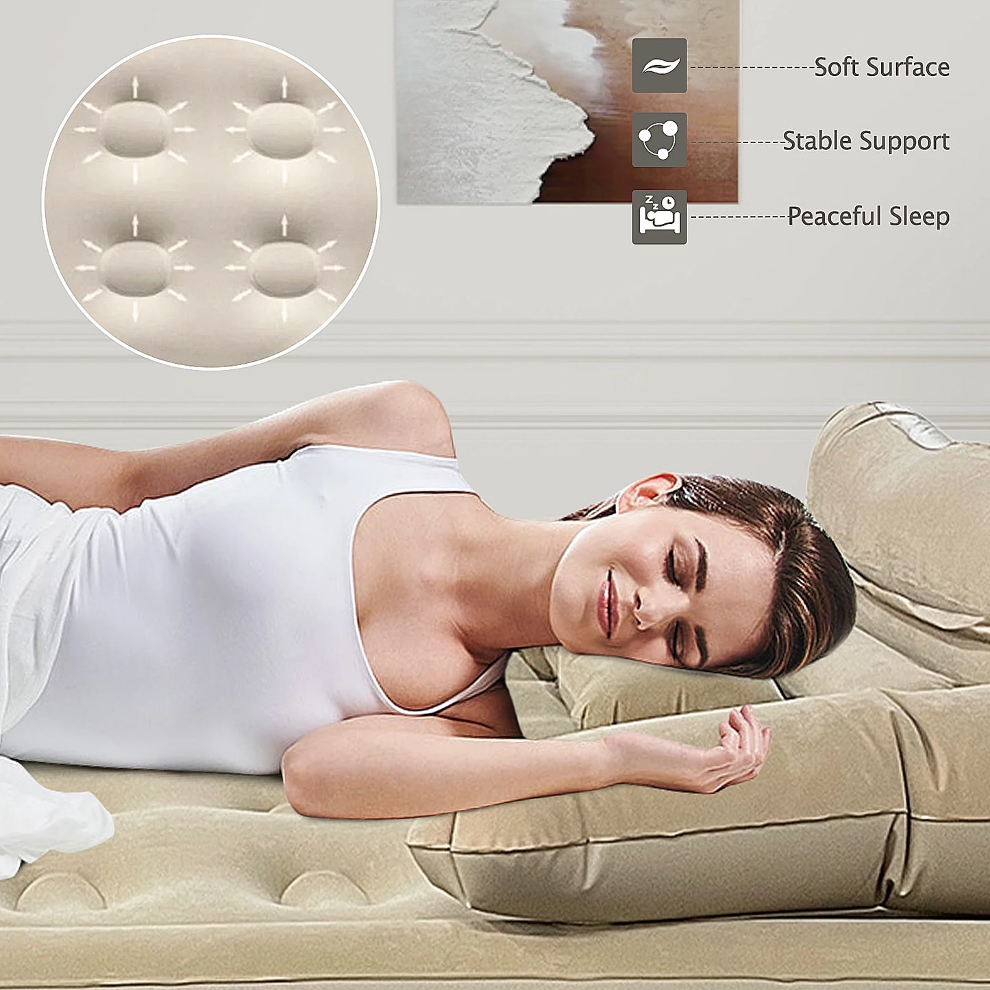 New 2 Persons Inflatable Mattress Camping Folding Outdoor Indoor Home Air Cushion 40cm High Bed Lazy Laying Soft Skin-Friendly
