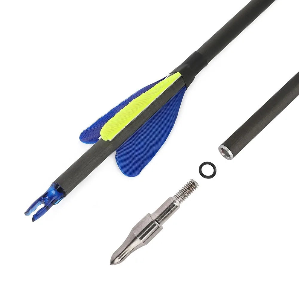 Carbon Arrows 32 Inch Spine 500/600 Pure Carbon Shaft with 2 Inch Feathers for Outdoor Hunting Shooting Compound Recurve Bow