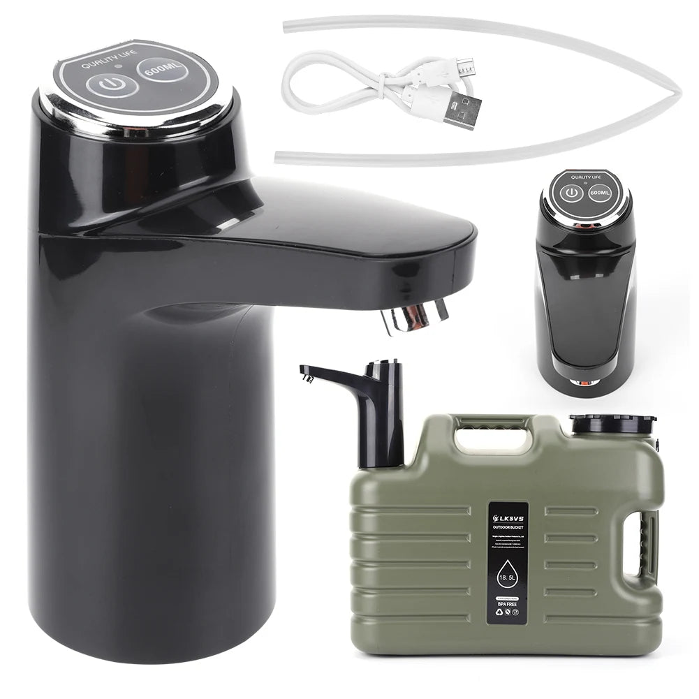 Electric Water Pump One Key Switch Portable Water Dispenser Wireless Water Pumping Device for Outdoor Camping Water Tank Pump