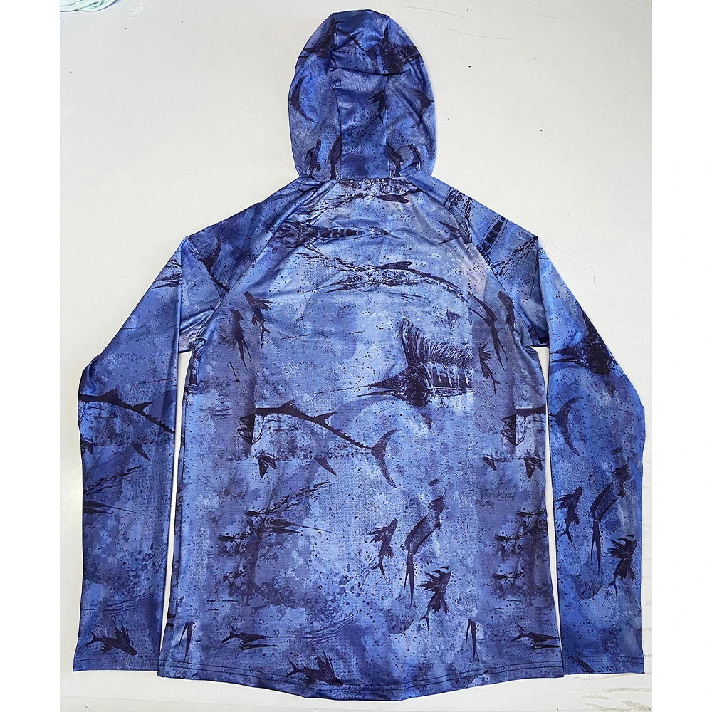 Fishing Hoodie Shirt Sailing Breathable Mask Neck Men Sun Protection Hunting Jersey Fish Gear Beach Tops Wear