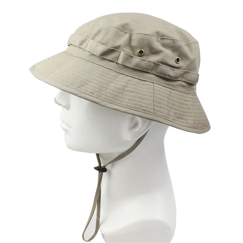 Men's Panama Hat Bucket Hat Tactical Sunscreen Camouflage Outdoor Travel Climbing Fishing Caps Training Beach Men's Hiking Hat