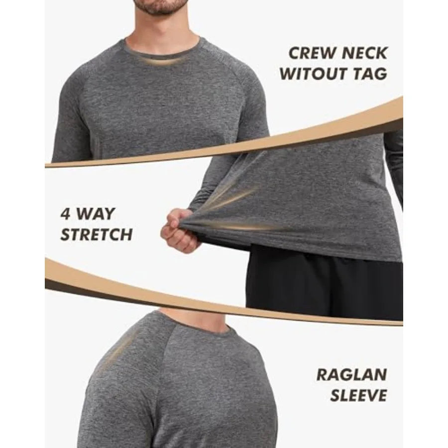 7 Pack Long Sleeve Shirts for Men - Quick Dry Moisture Wicking Sun Protection UV UPF T-Shirts for Fishing Workout Gym