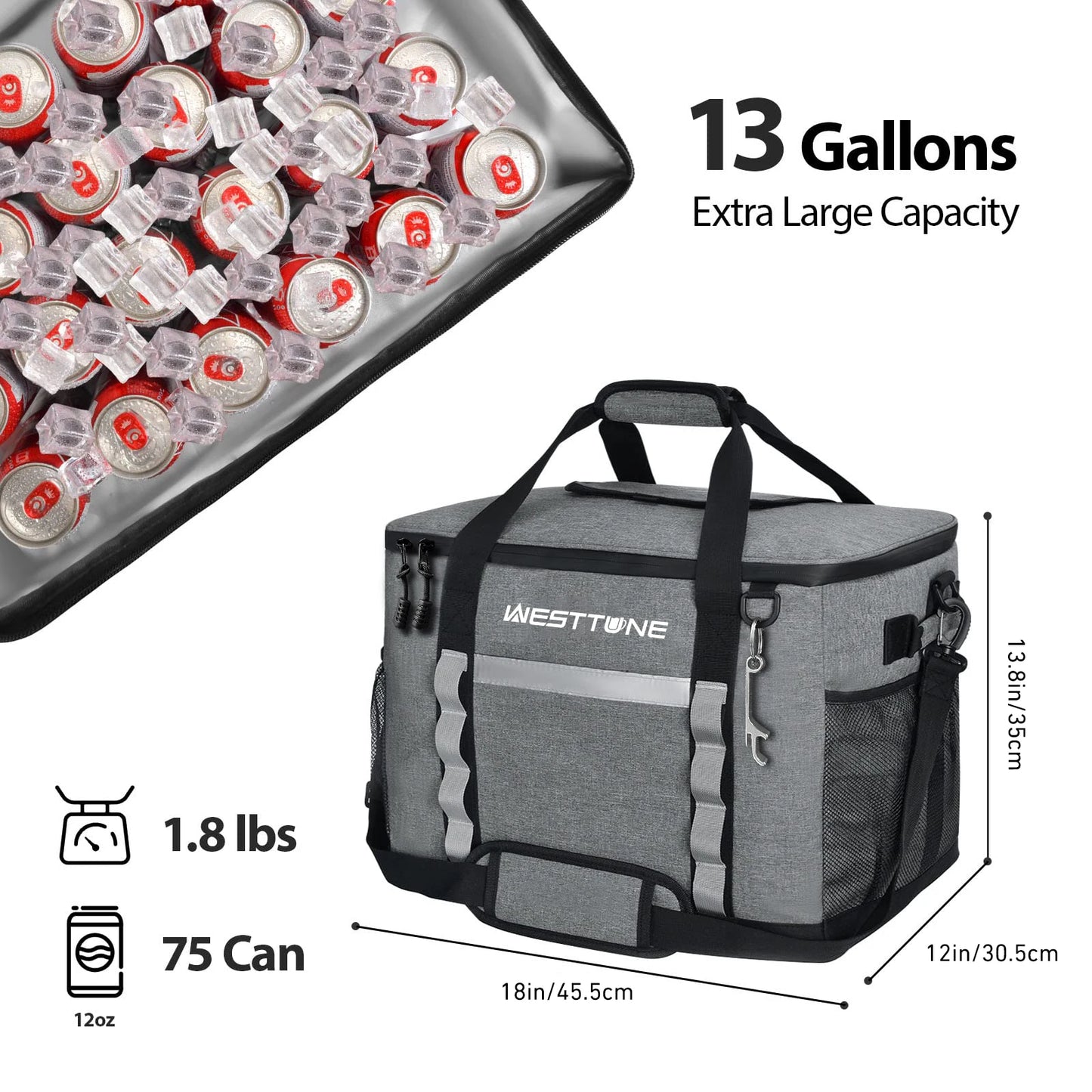75 Cans Soft Cooler Bag Collapsible Cooler Ice Chest Large Leakproof Camping Cooler Portable Cooler for Travel Beach