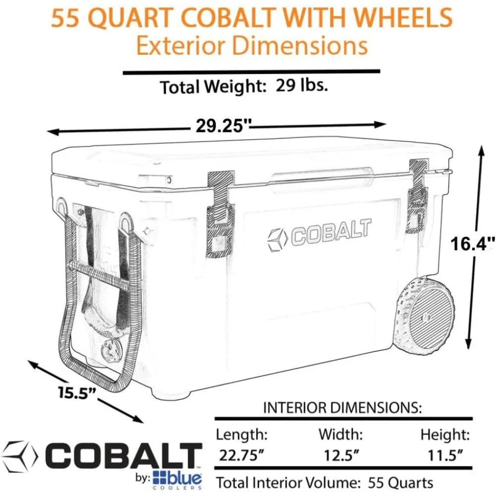55 Quart Roto Molded Super Ice Cooler | Large Ice Chest Holds Ice Up to 3 Days |