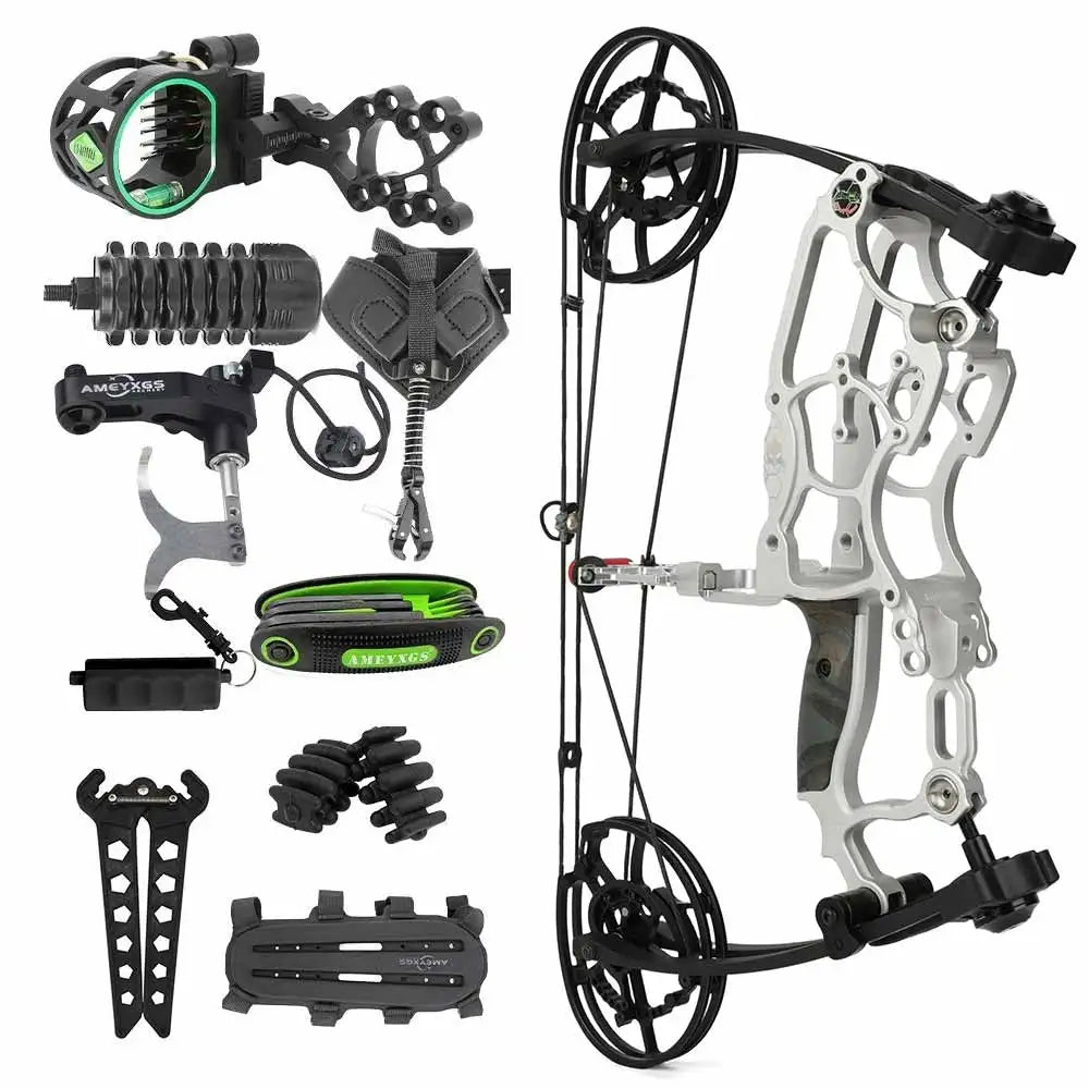 Dual-Use Compound Bow High-Performance Steel Ball & Arrow Set 30-70LBS 80% Let-off 340FPS Outdoor Archery Hunting Practice
