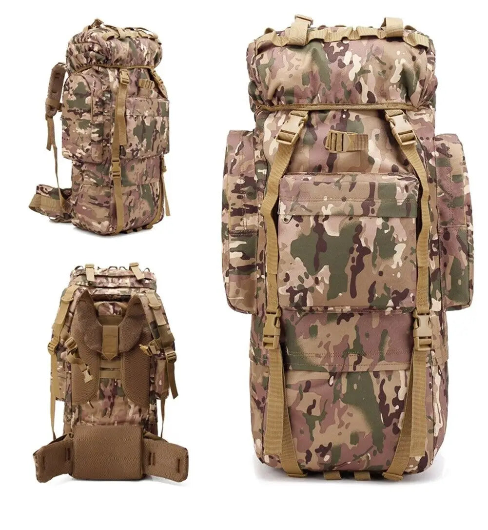65L Military MOLLE Large Capacity Backpack Daypack Bag with Internal Frame Waterproof Rucksack for Camping Hiking