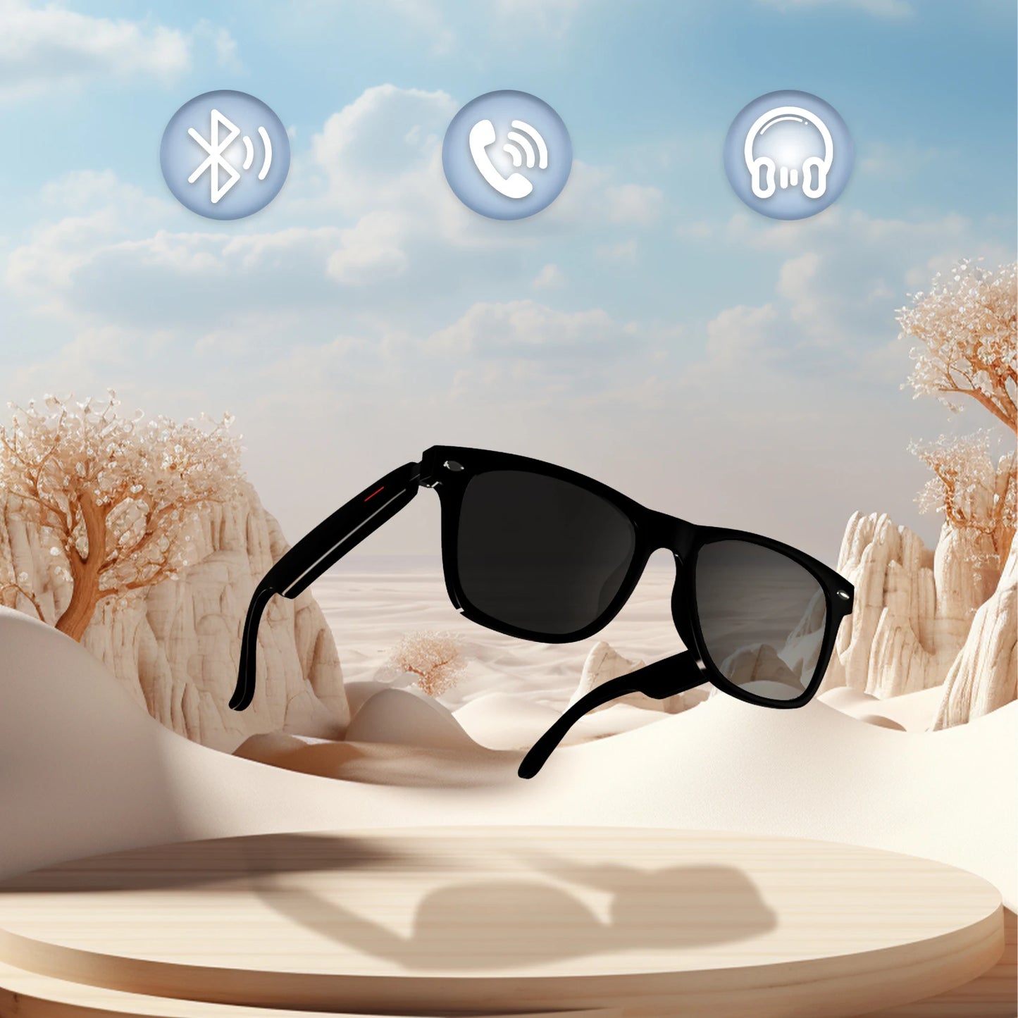 Blackview Bluetooth Smart Glasses Built-in Speaker&Mic IPX4 Waterproof Outdoor Polarized UV Protection Sunglasses for Men Women