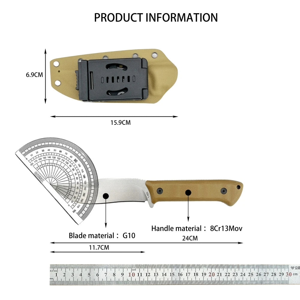 BK 104 Sheathed Survival Fixed Blade Knife High Hardness Cutting Hunting Knife 8Cr13Mov Blade G10 Handle Camping Outdoor Knife
