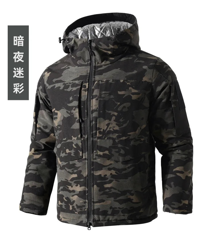 Men's Tactical Camouflage Softshell Hoody Jacket Waterproof Outdoor Hiking Camping Bomber Style for Active Wear