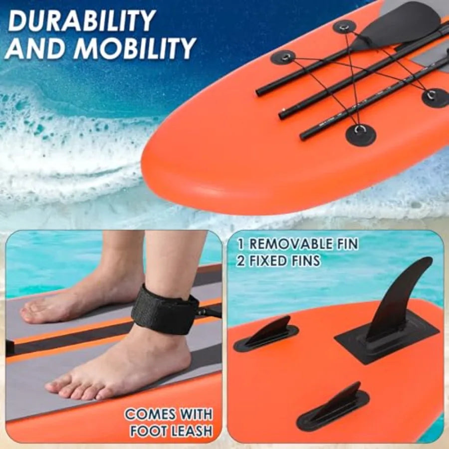 Inflatable Stand Up Paddle Board for outdoor water sports PVC material blue color ultra-stable 3-fin design and 400LBS capacity